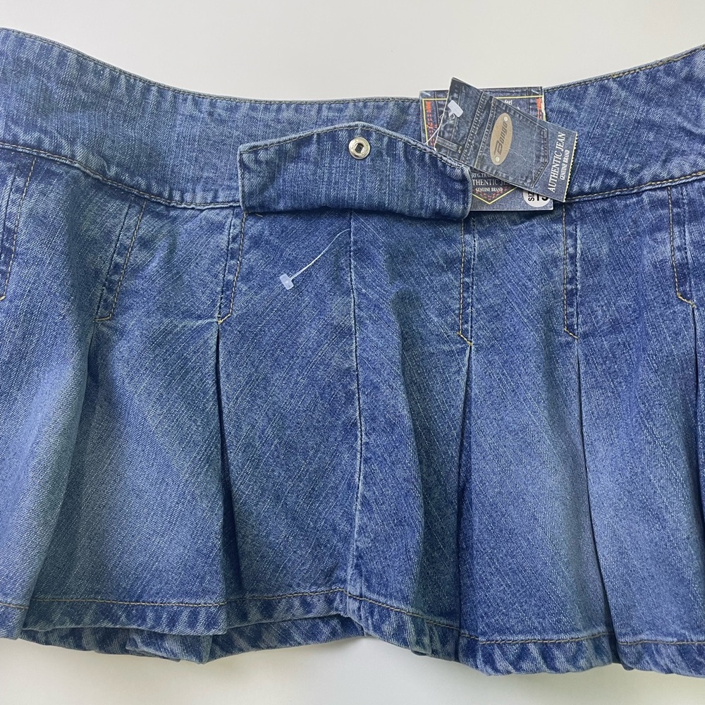 BONGO Denim Pleated Mini Skort - Blue - Picture 5 of 15